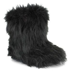 Woman Faux Fur Furry Black Boots